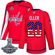 Wholesale Cheap Adidas Capitals #20 Lars Eller Red Home Authentic USA Flag Stanley Cup Final Champions Stitched NHL Jersey