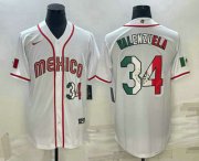 Wholesale Cheap Mens Mexico Baseball #34 Fernando Valenzuela Number 2023 White World Classic Stitched Jersey