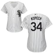 Wholesale Cheap White Sox #34 Michael Kopech White(Black Strip) Home Women's Flexbase Authentic Collection Stitched MLB Jersey