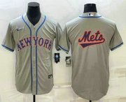 Wholesale Cheap Men's New York Mets Big Logo Grey Cool Base Stitched Baseball Jersey