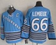Wholesale Cheap Penguins #66 Mario Lemieux Light Blue CCM Throwback Stitched NHL Jersey