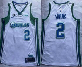 Wholesale Cheap Men\'s Dallas Mavericks #2 Kyrie Irving White With 6 Patch Nike 2022 City Edition Swingman Stitched Jersey