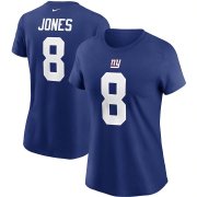 Wholesale Cheap New York Giants #8 Daniel Jones Nike Women's Team Player Name & Number T-Shirt Royal