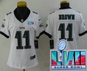 Wholesale Cheap Women's Philadelphia Eagles #11 AJ Brown Limited White Super Bowl LVII Vapor Jersey