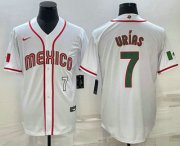 Wholesale Cheap Men's Mexico Baseball #7 Julio Urias Number 2023 White Blue World Baseball Classic Stitched Jersey