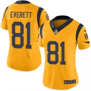 Wholesale Cheap Nike Rams #81 Gerald Everett Gold Women's Stitched NFL Limited Rush Jersey