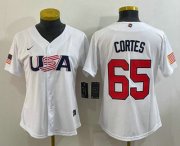Wholesale Cheap Women's USA Baseball #65 Nestor Cortes 2023 White World Classic Stitched Jersey
