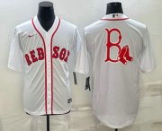 Wholesale Cheap Men's Boston Red Sox Big Logo White Stitched MLB Cool Base Nike Jersey