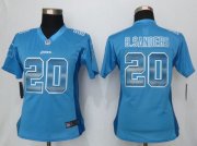 Wholesale Cheap Nike Lions #20 Barry Sanders Light Blue Team Color Women's Stitched NFL Elite Strobe Jersey