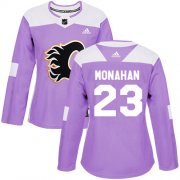 Wholesale Cheap Adidas Flames #23 Sean Monahan Purple Authentic Fights Cancer Women's Stitched NHL Jersey