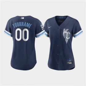 Wholesale Cheap Women\'s Kansas City Royals Active Player Custom 2022 Navy City Connect Cool Base Stitched Jersey(Run Small)