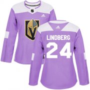 Wholesale Cheap Adidas Golden Knights #24 Oscar Lindberg Purple Authentic Fights Cancer Women's Stitched NHL Jersey