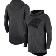 Wholesale Cheap Men's Carolina Panthers Nike Heathered Charcoal Fan Gear Tonal Slub Hooded Long Sleeve T-Shirt