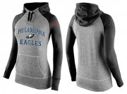 Wholesale Cheap Women's Nike Philadelphia Eagles Performance Hoodie Grey & Black_2