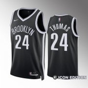 Wholesale Cheap Men's Brooklyn Nets #24 Cam Thomas Black Icon Edition Stitched Basketball Jersey