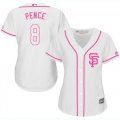 Wholesale Cheap Giants #8 Hunter Pence White/Pink Fashion Women's Stitched MLB Jersey