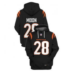 Wholesale Cheap Men\'s Cincinnati Bengals #28 Joe Mixon Black 2021 Pullover Hoodie