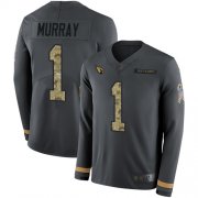 Wholesale Cheap Nike Cardinals #1 Kyler Murray Anthracite Salute to Service Men's Stitched NFL Limited Therma Long Sleeve Jersey