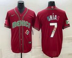Wholesale Cheap Mens Mexico Baseball #7 Julio Urias Number 2023 Red Blue World Baseball Classic Stitched Jersey