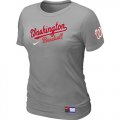 Wholesale Cheap Women's MLB Washington Nationals Light Grey Nike Short Sleeve Practice T-Shirt