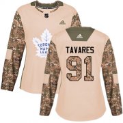 Wholesale Cheap Adidas Maple Leafs #91 John Tavares Camo Authentic 2017 Veterans Day Women's Stitched NHL Jersey