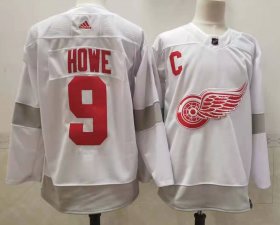 Wholesale Cheap Men\'s Detroit Red Wings #9 Gordie Howe White Adidas 2020-21 Alternate Authentic Player NHL Jersey