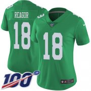 Wholesale Cheap Nike Eagles #18 Jalen Reagor Green Women's Stitched NFL Limited Rush 100th Season Jersey