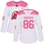 Wholesale Cheap Adidas Devils #86 Jack Hughes White/Pink Authentic Fashion Women's Stitched NHL Jersey