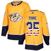 Wholesale Cheap Adidas Predators #35 Pekka Rinne Yellow Home Authentic USA Flag Stitched Youth NHL Jersey
