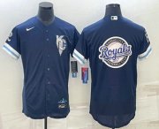 Wholesale Cheap Men's Kansas City Royals Big Logo 2022 Navy Blue City Connect Flex Base Stitched Jerseys