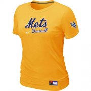 Wholesale Cheap Women's New York Mets Nike Short Sleeve Practice MLB T-Shirt Yellow