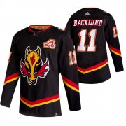 Wholesale Cheap Calgary Flames #11 Mikael Backlund Black Men's Adidas 2020-21 Reverse Retro Alternate NHL Jersey