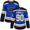 Wholesale Cheap Adidas Blues #90 Ryan O'Reilly Blue Home Authentic Women's Stitched NHL Jersey