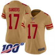 Wholesale Cheap Nike 49ers #17 Emmanuel Sanders Gold Women's Stitched NFL Limited Inverted Legend 100th Season Jersey