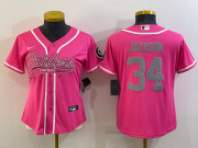 Wholesale Cheap Women's Las Vegas Raiders #34 Bo Jackson Pink With Patch Cool Base Stitched Baseball Jersey