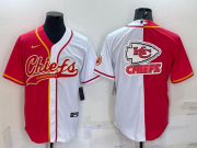 Wholesale Cheap Men's Kansas City Chiefs Red White Team Big Logo With Patch Cool Base Stitched Baseball Jersey