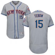 Wholesale Cheap Mets #15 Tim Tebow Grey Flexbase Authentic Collection Stitched MLB Jersey
