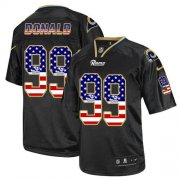 Wholesale Cheap Nike Rams #99 Aaron Donald Black Men's Stitched NFL Elite USA Flag Fashion Jersey