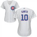 Wholesale Cheap Cubs #10 Ron Santo White(Blue Strip) Home Women's Stitched MLB Jersey