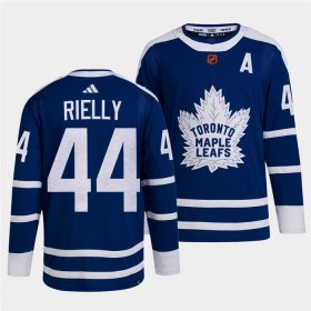 Wholesale Cheap Men\'s Toronto Maple Leafs Black #44 Morgan Rielly Blue 2022 Reverse Retro Stitched Jersey