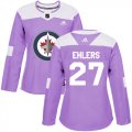 Wholesale Cheap Adidas Jets #27 Nikolaj Ehlers Purple Authentic Fights Cancer Women's Stitched NHL Jersey