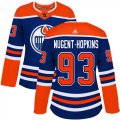 Wholesale Cheap Adidas Oilers #93 Ryan Nugent-Hopkins Royal Alternate Authentic Women's Stitched NHL Jersey