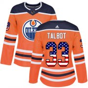 Wholesale Cheap Adidas Oilers #33 Cam Talbot Orange Home Authentic USA Flag Women's Stitched NHL Jersey