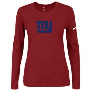 Wholesale Cheap Women's Nike New York Giants Of The City Long Sleeve Tri-Blend NFL T-Shirt Red-2