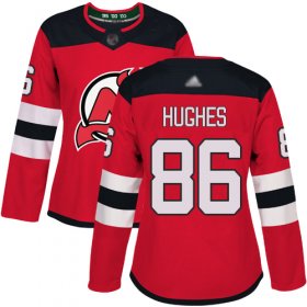 Wholesale Cheap Adidas Devils #86 Jack Hughes Red Home Authentic Women\'s Stitched NHL Jersey