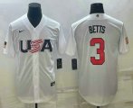 Wholesale Cheap Men's USA Baseball #3 Mookie Betts 2023 White World Baseball Classic Replica Stitched Jersey