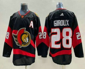 Wholesale Cheap Men\'s Ottawa Senators #28 Claude Giroux Black 2022 Reverse Retro Authentic Jersey
