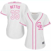 Wholesale Cheap Rockies #35 Chad Bettis White/Pink Fashion Women's Stitched MLB Jersey