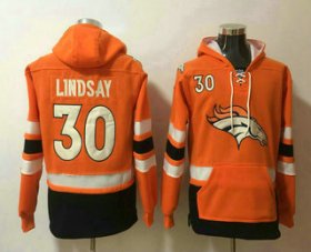Wholesale Cheap Men\'s Denver Broncos #30 Phillip Lindsay NEW Orange Pocket Stitched NFL Pullover Hoodie