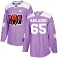 Wholesale Cheap Adidas Senators #65 Erik Karlsson Purple Authentic Fights Cancer Stitched Youth NHL Jersey